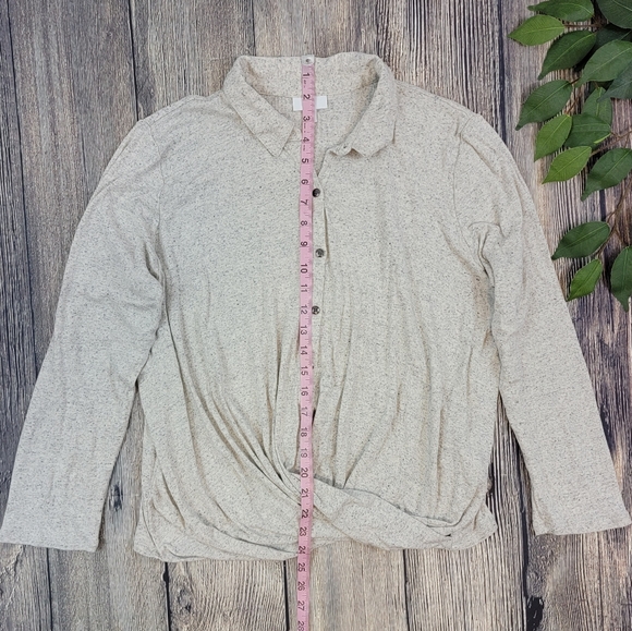 J. Jill Supima Cotton Twist Wrap Button Down Long Sleeve Top - Picture 9 of 9